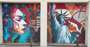 Graffiti Estatua Libertad Colores 300x100000